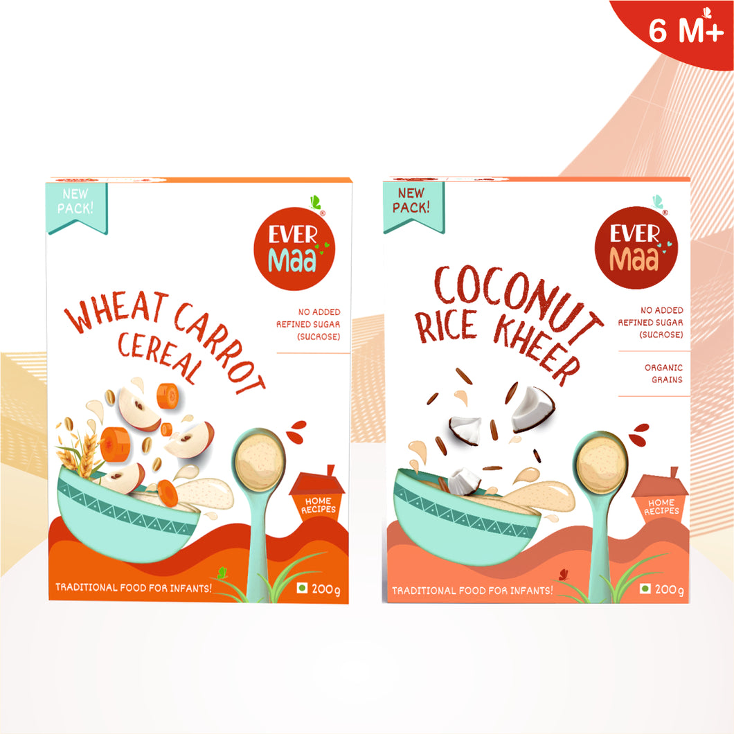 Wheat Carrot Cereal and Coconut Rice Kheer Cereal