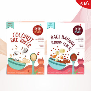 Coconut Rice Kheer Cereal and Ragi Banana Almond Cereal